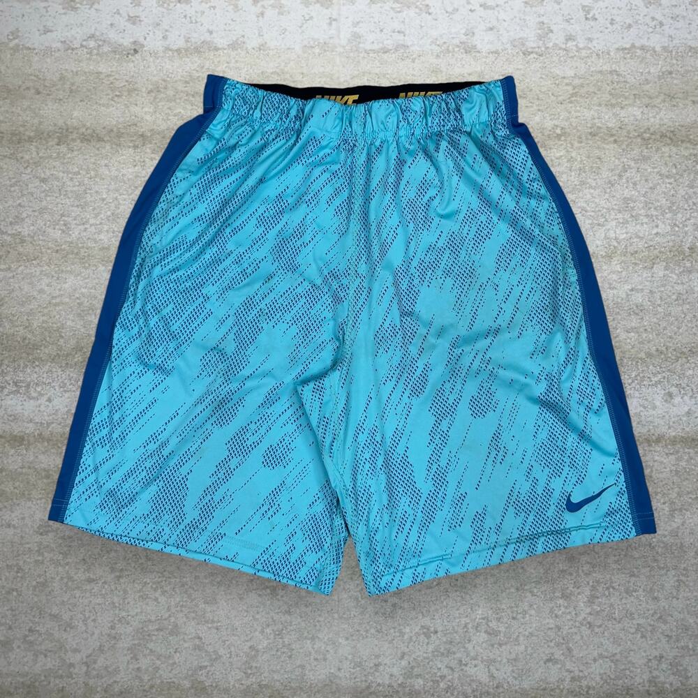 Vintage Y2K Nike Gym Shorts Mens L 11" Inseam Light Blue Polyester Camo